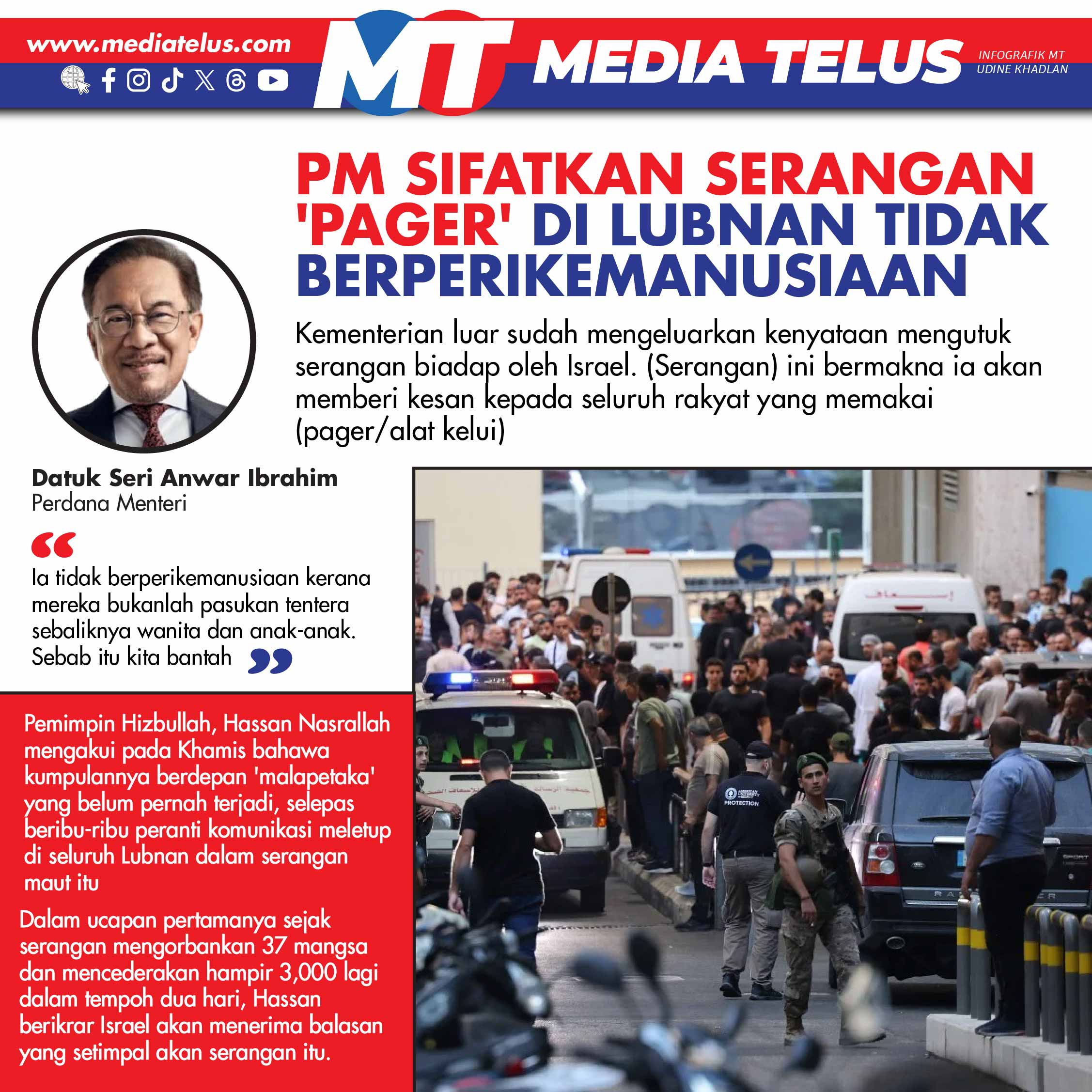 PM sifatkan serangan 'pager' di Lubnan tidak berperikemanusiaan